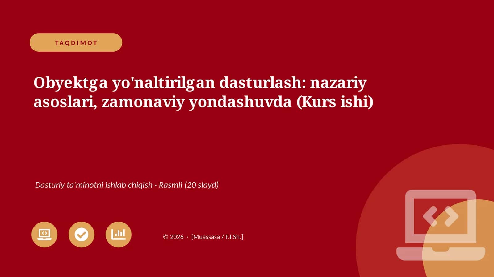 Obyektga yo'naltirilgan dasturlash: nazariy asoslari, zamonaviy yondashuvda (Kurs ishi)
