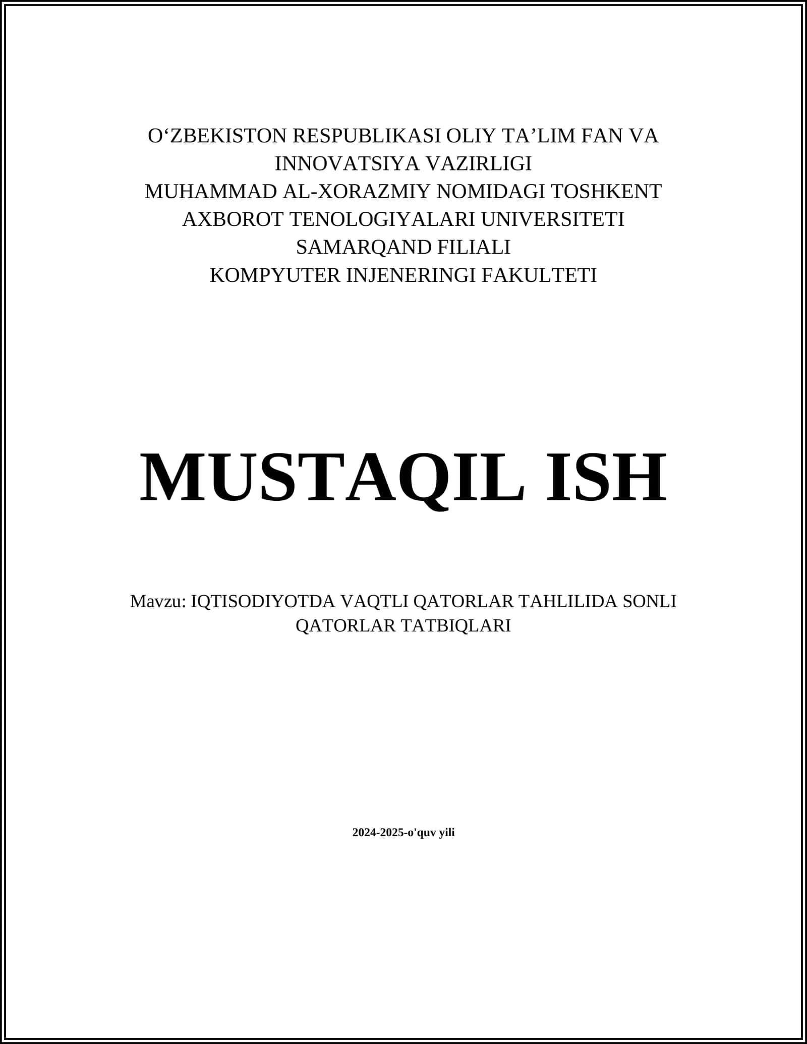 Vaqtli qatorlar nazariyasi