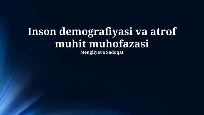 Inson demografiyasi va atrof muhit muhofazasi
