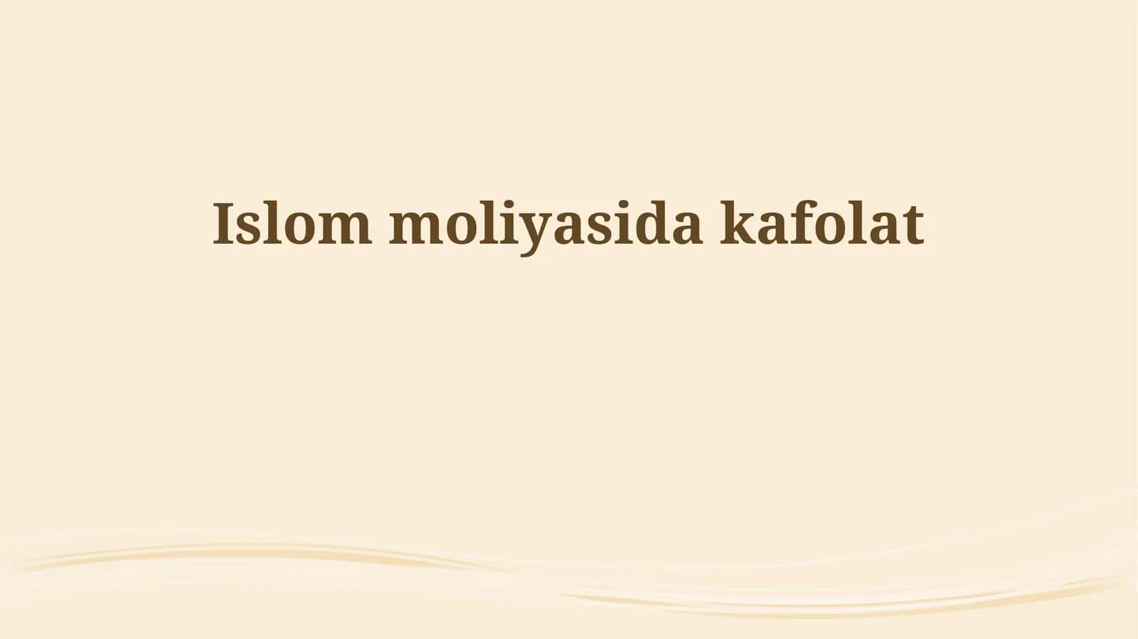 Islom moliyasida kafolat