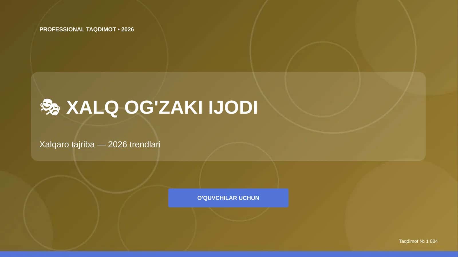 Xalq og'zaki ijodi: xalqaro tajriba