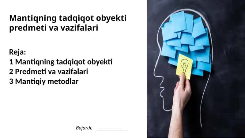 Mantiqning tadqiqot obyekti predmeti va vazifalari