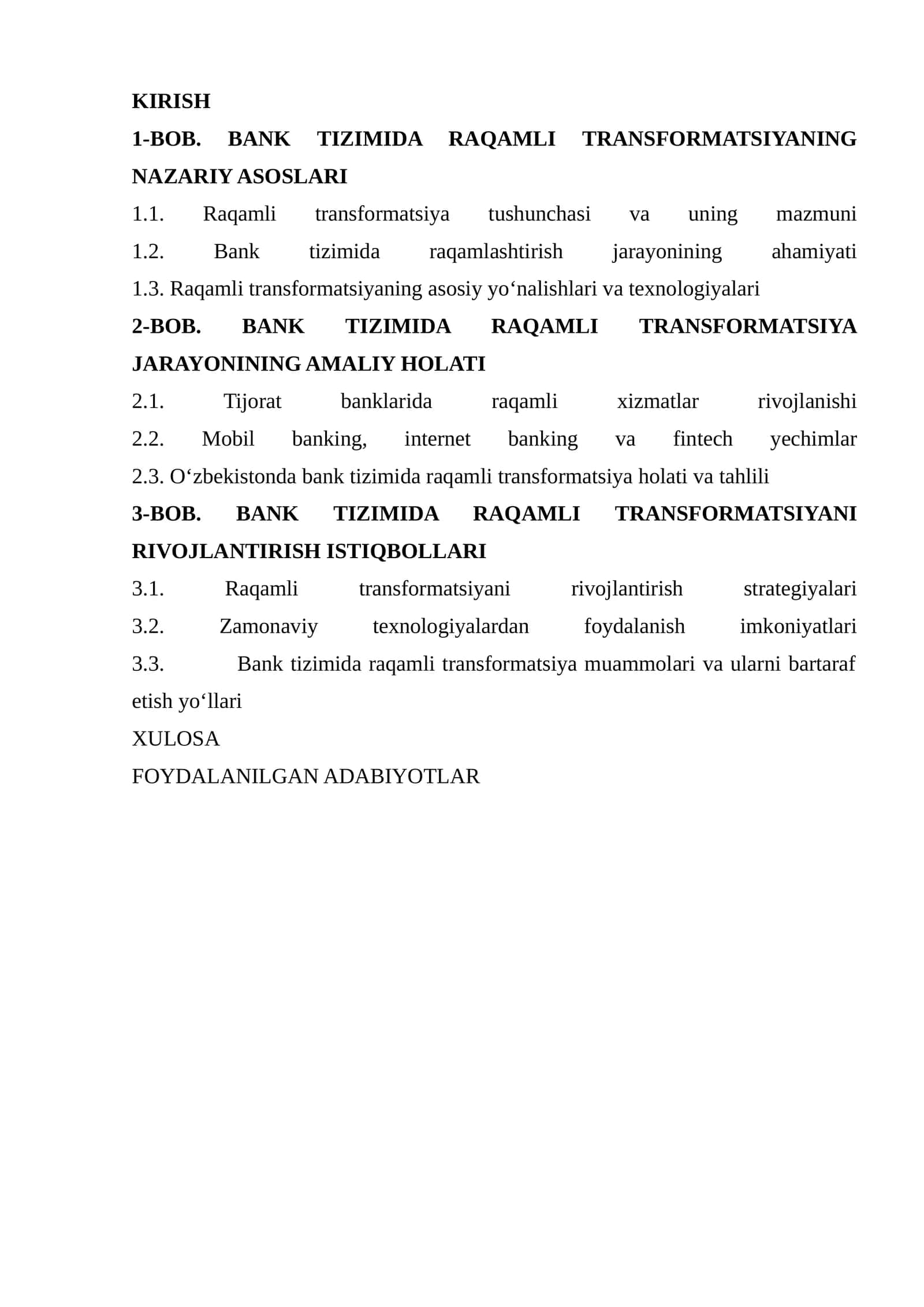 BANK TIZIMIDA RAQAMLI TRANSFORMATSIYA