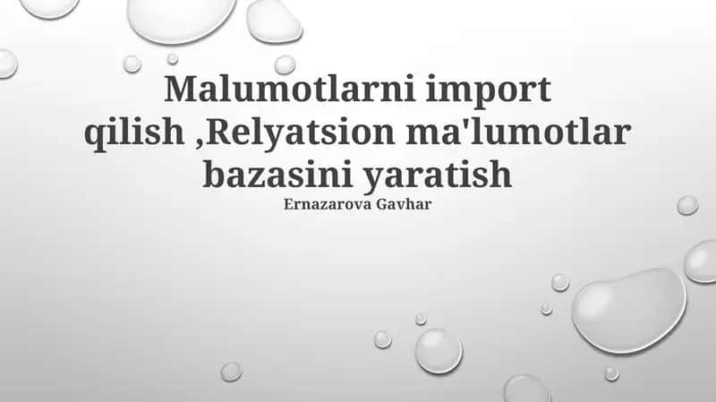 Relatsion ma'lumotlar bazasini yaratish