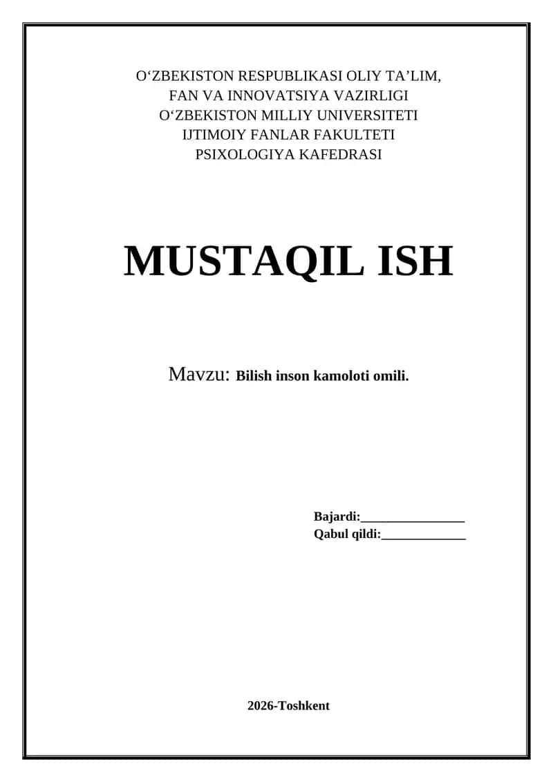 Bilish inson kamoloti omili