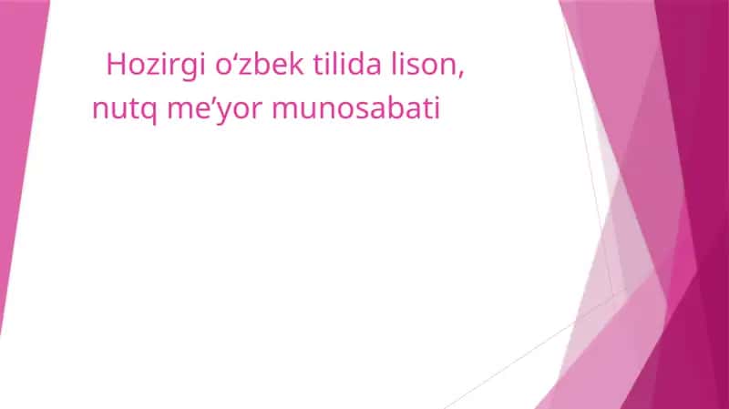Hozirgi o‘zbek tilida lison, nutq me’yor munosabati