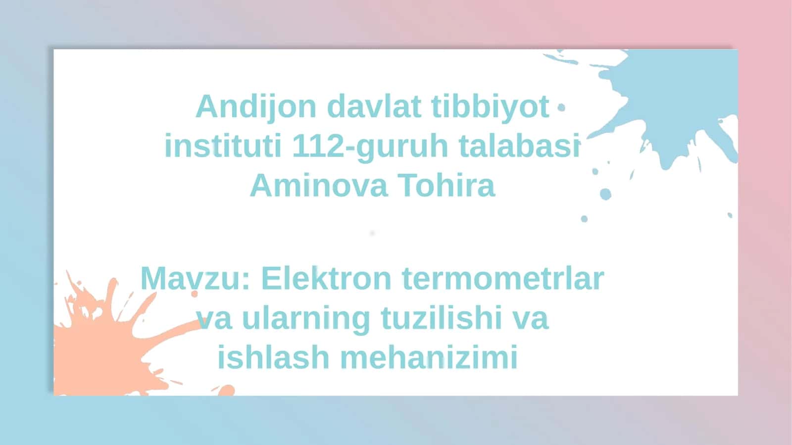 Elektron termometrlar va ularning tuzilishi va ishlash mehanizimi