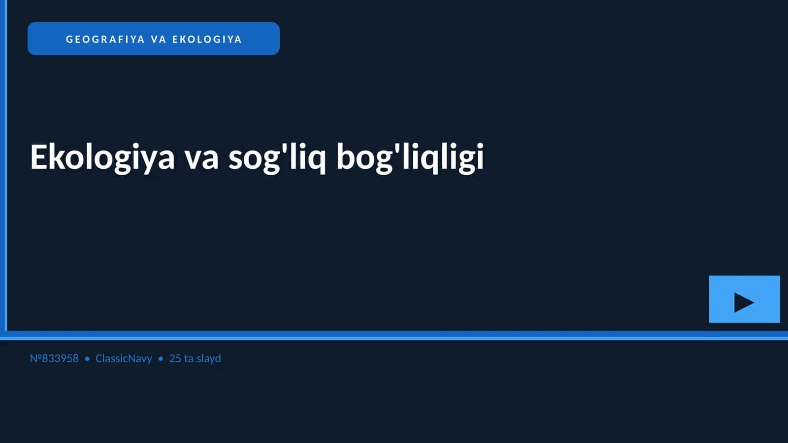 Ekologiya va sog'liq bog'liqligi