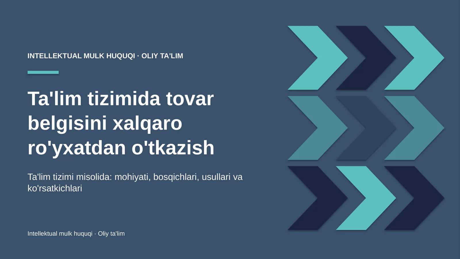 Ta'lim tizimida tovar belgisini xalqaro ro'yxatdan o'tkazish