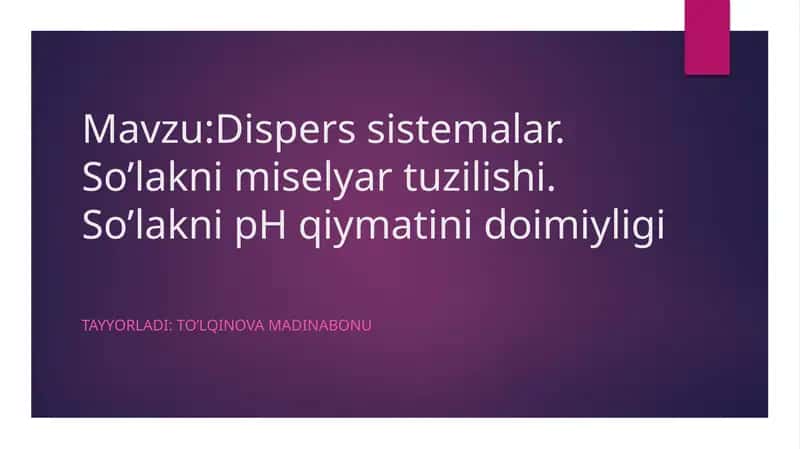 Disperssistemalar
