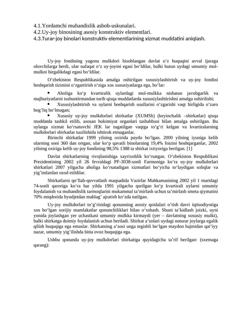 Turar-joy binolari konstruktiv elementlarining xizmat muddatini aniqlash