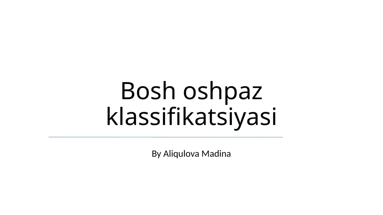 Bosh oshpaz klassifikatsiyasi