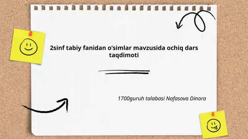 2sinf tabiy fanidan oʻsimlar mavzusida ochiq dars taqdimoti