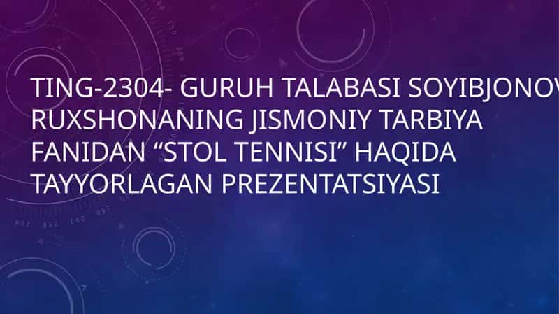 Stol tennis o'yini haqida