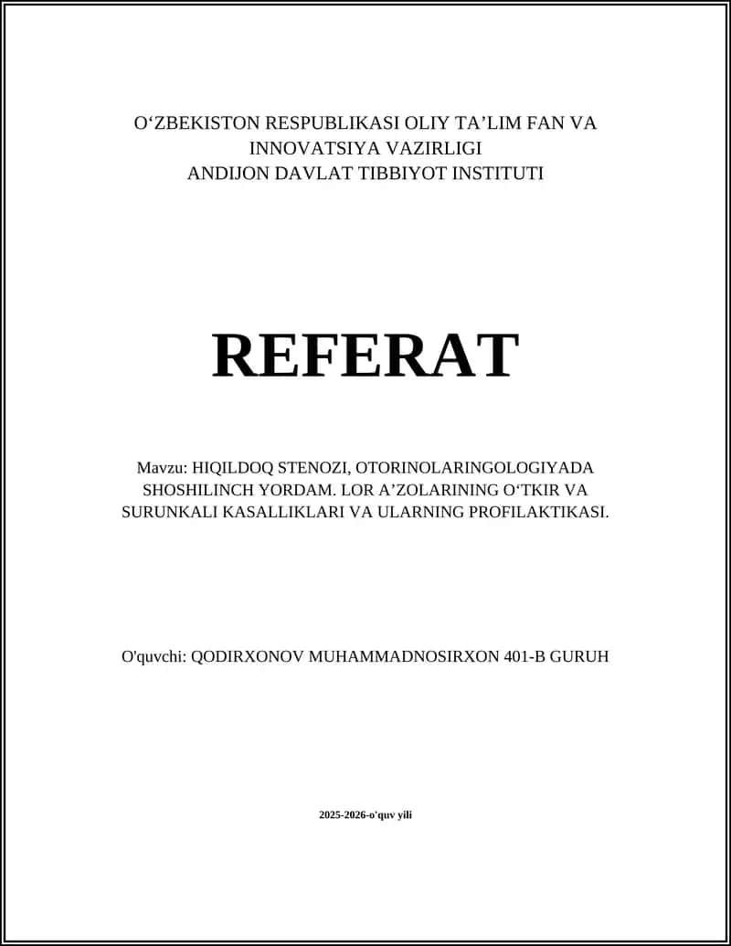 HIQILDOQ STENOZI