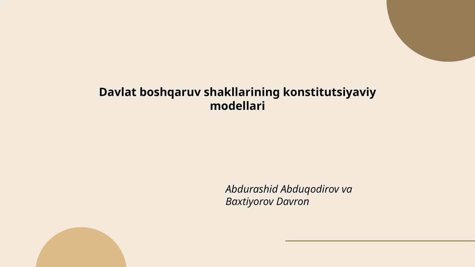 Davlat boshqaruv shakllarining konstitutsiyaviy modellari