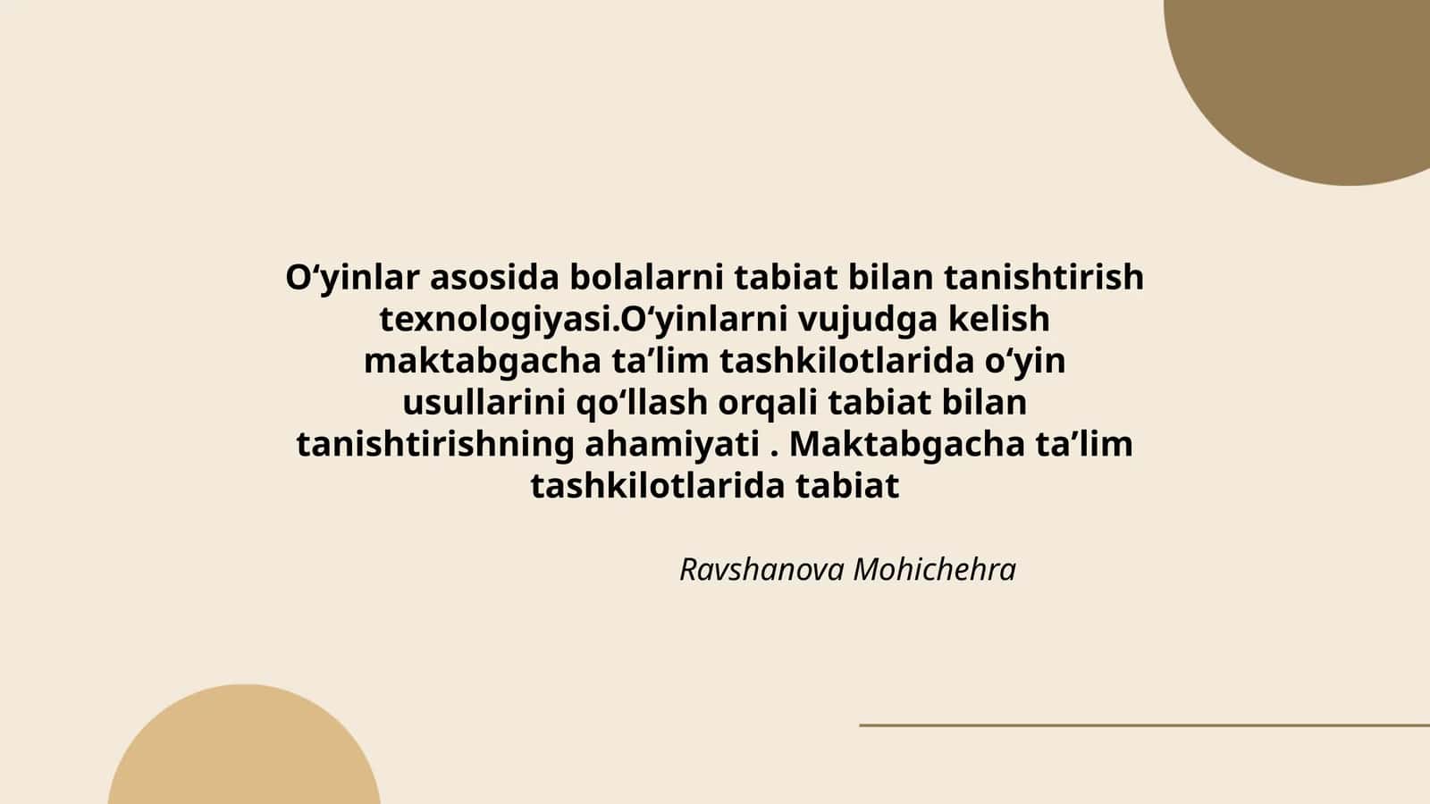 Oʻyinlar asosida bolalarni tabiat bilan tanishtirish texnologiyasi