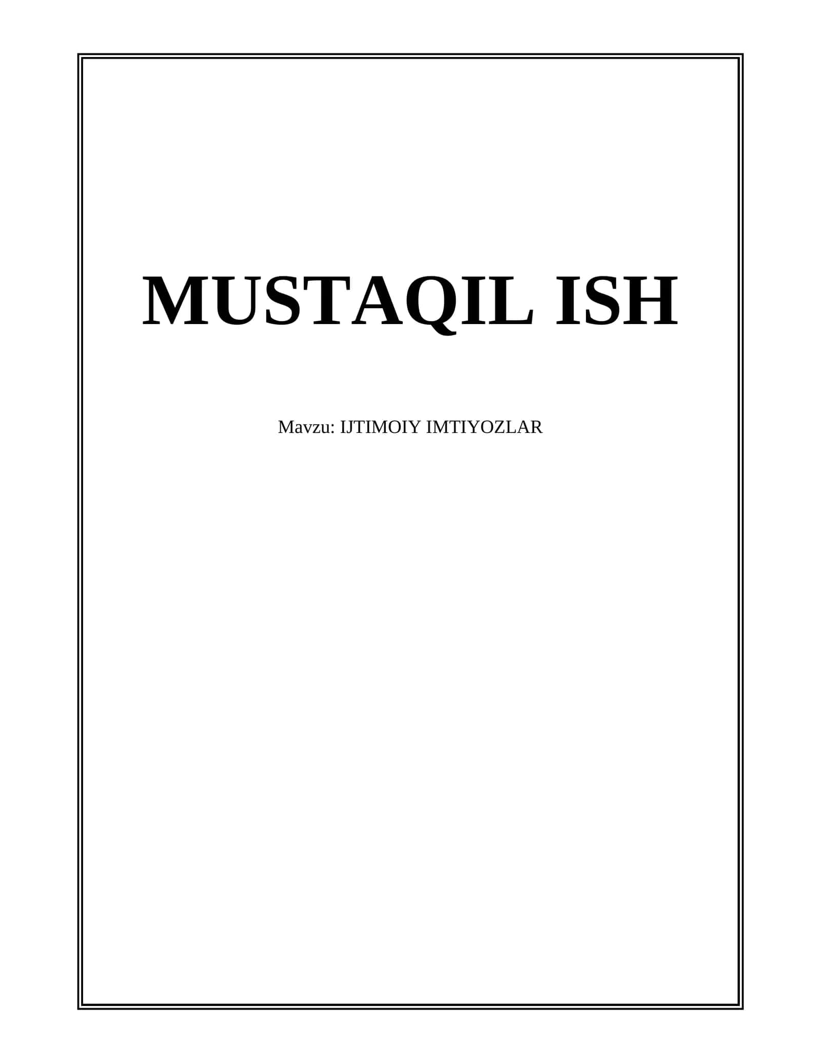 IJTIMOIY IMTIYOZLAR