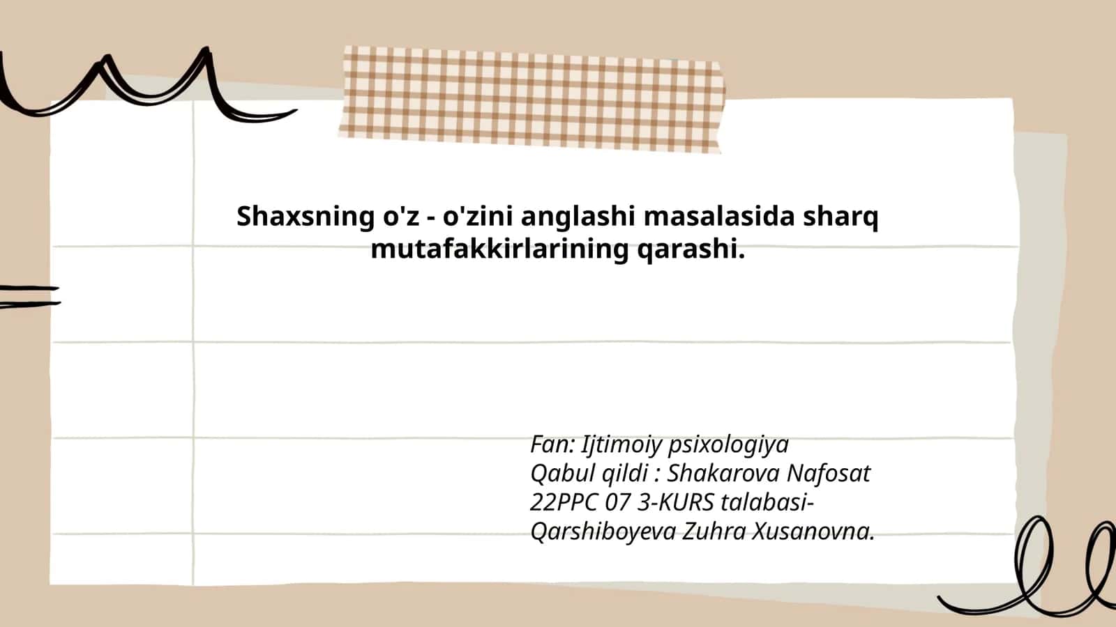 Shaxsning o'z - o'zini anglashi masalasida sharq mutafakkirlarining qarashi