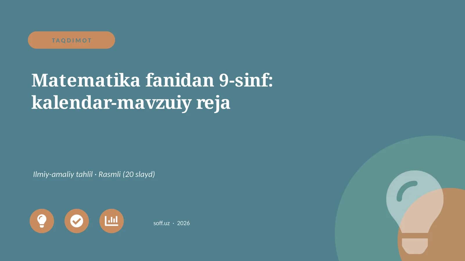 Matematika fanidan 9-sinf: kalendar-mavzuiy reja