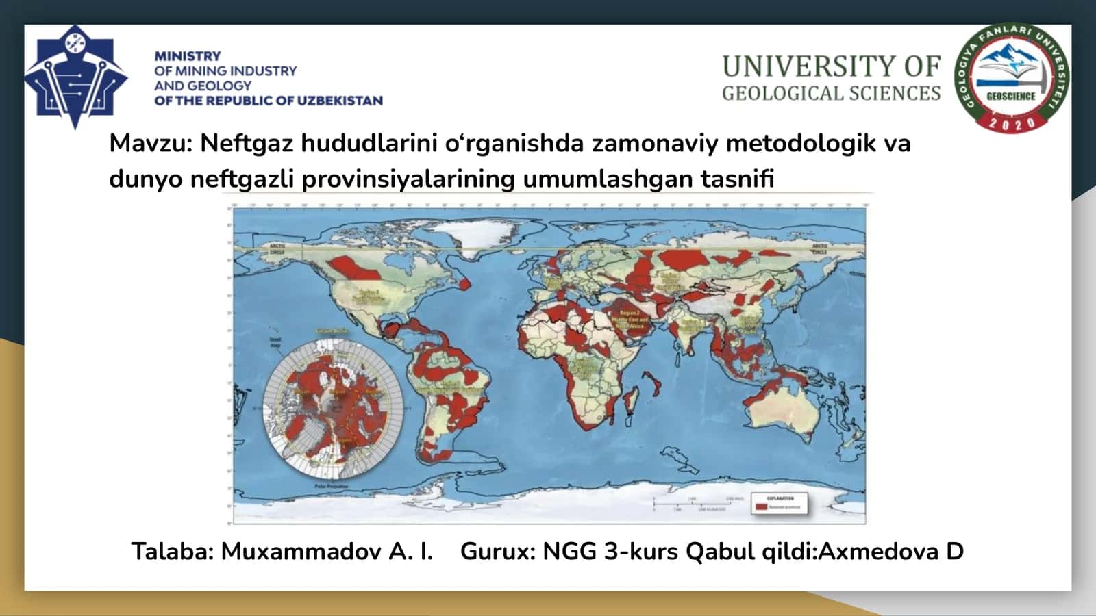 Neftgaz hududlarini o‘rganishda zamonaviy metodologik va dunyo neftgazli provinsiyalarining umumlashgan tasnifi
