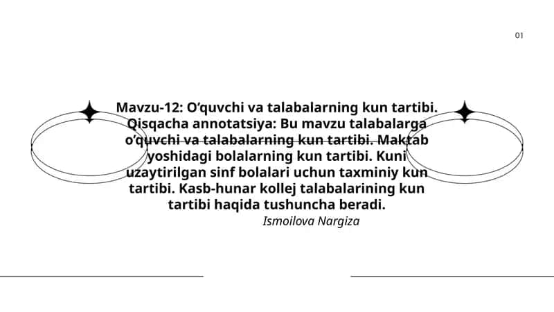 O’quvchi va talabalarning kun tartibi