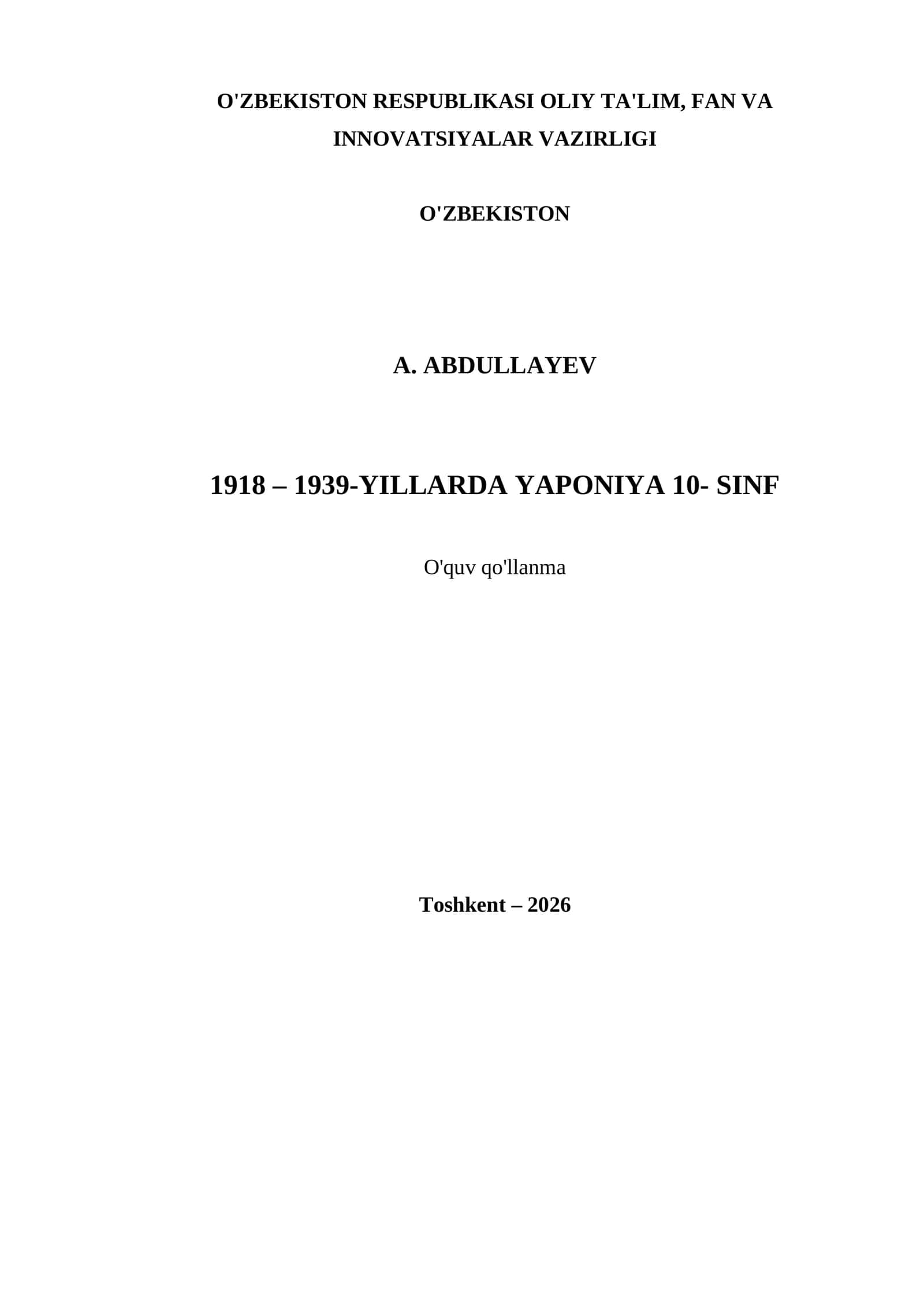 1918 – 1939-YILLARDA YAPONIYA 10- SINF