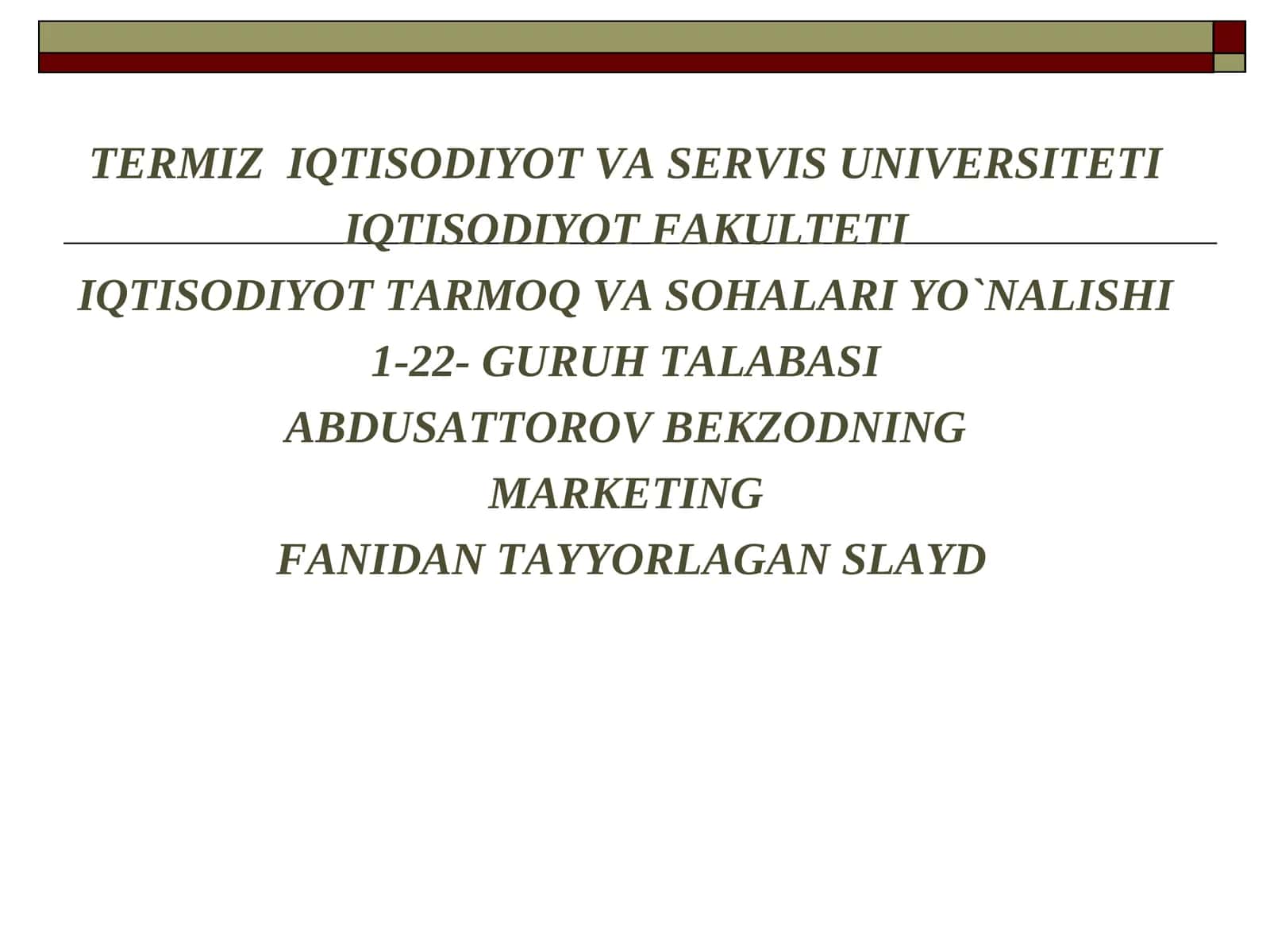 MARKETING FANIDAN TAYYORLAGAN SLAYD
