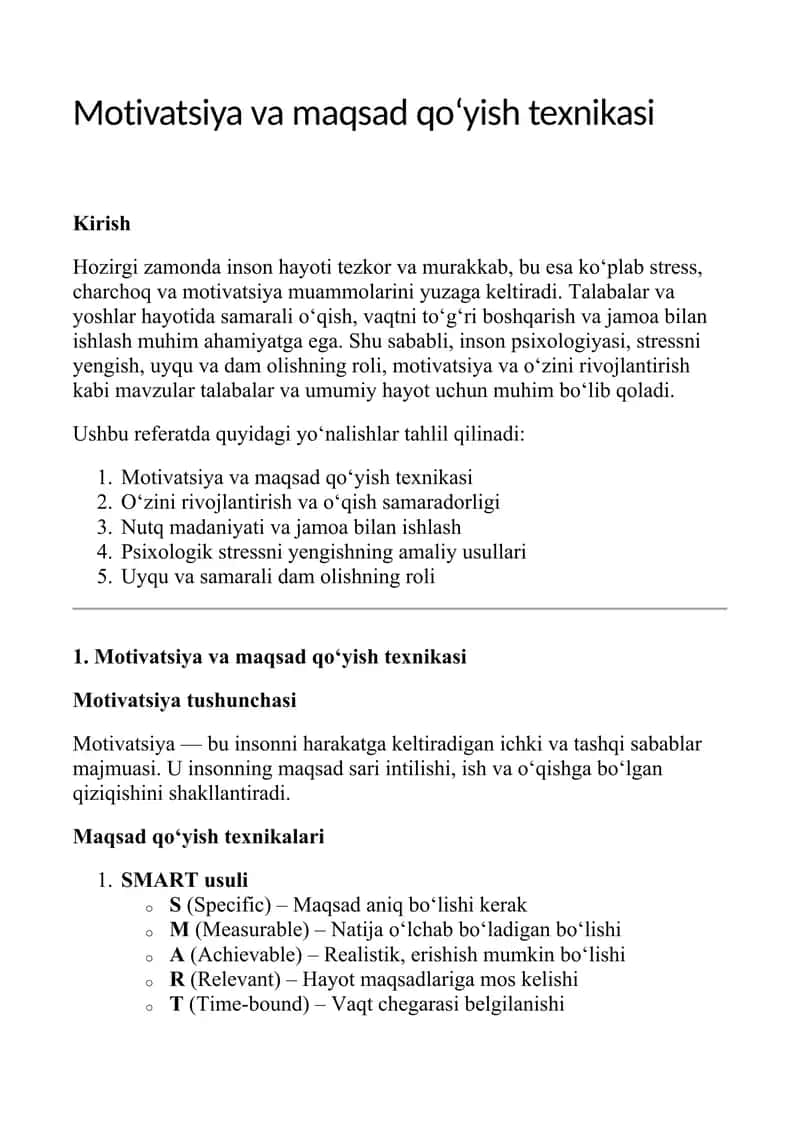 „Motivatsiya bo‘yicha tezkor qo‘llanma“