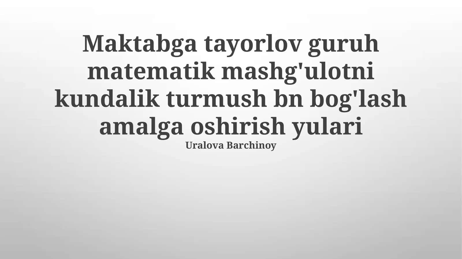 Maktabga tayorlov guruh matematik mashg'uloti