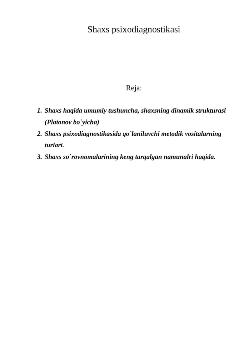 Shaxs psixodiagnostikasi