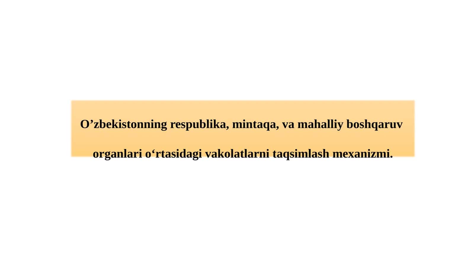 Mahalliy boshqaruv organlarining faoliyati