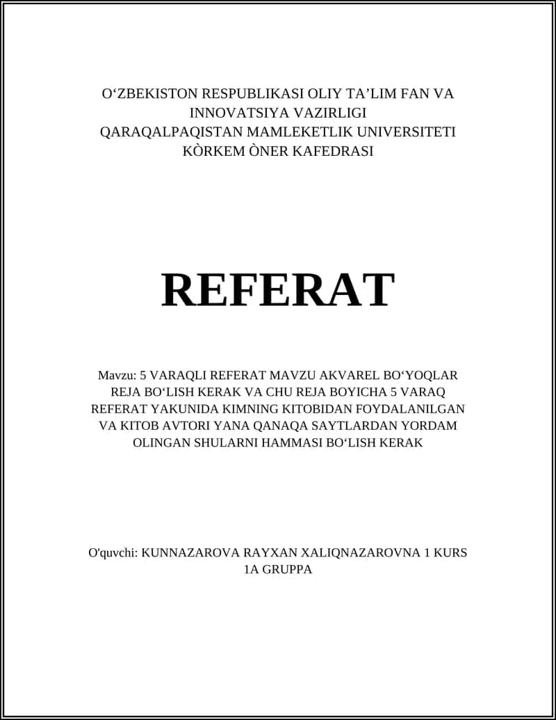 Akvarel bo‘yoqlari referati