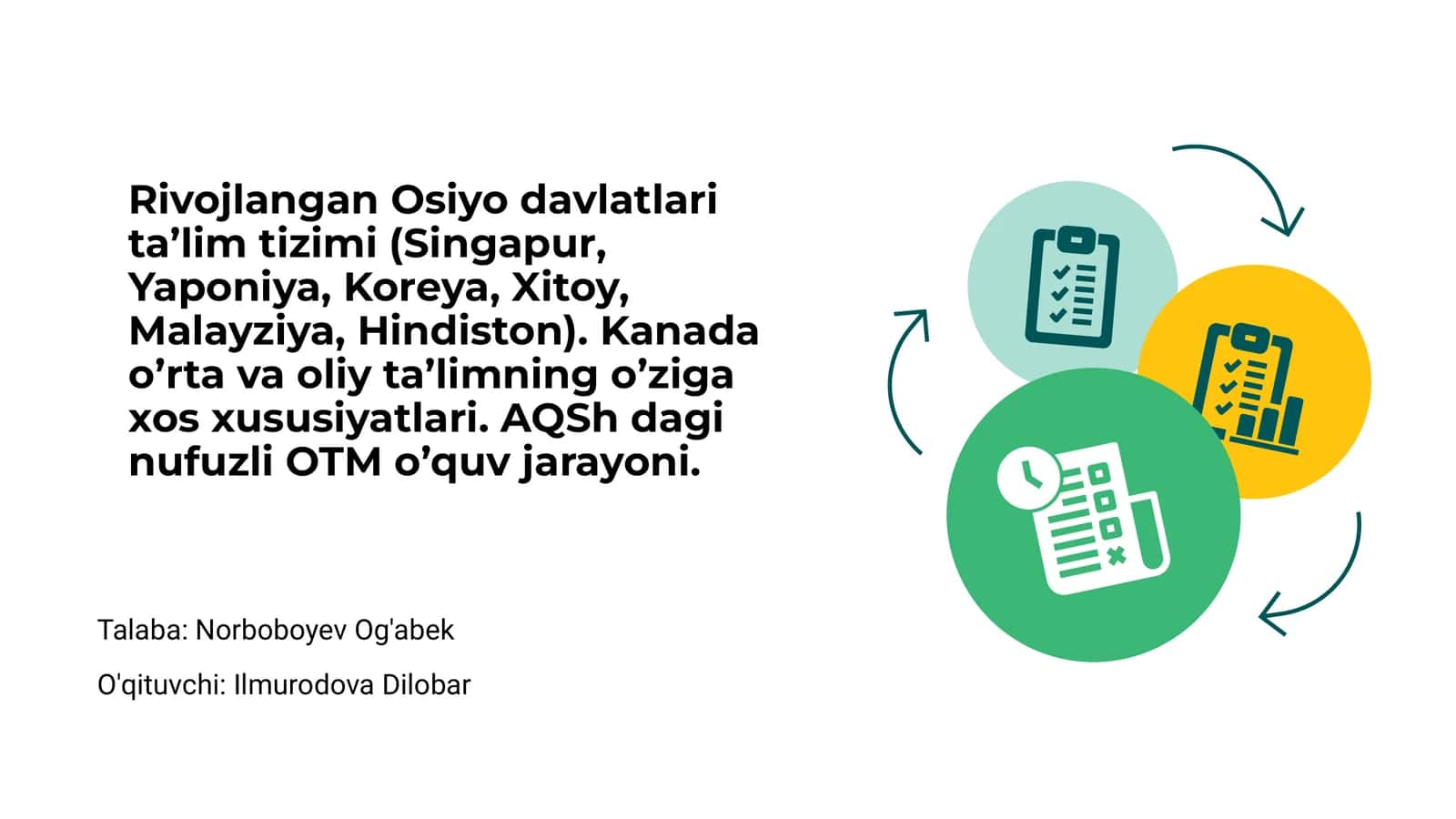 Osiyo davlatlari ta’lim tizimi (Singapur, Yaponiya, Koreya, Xitoy, Malayziya, Hindiston)