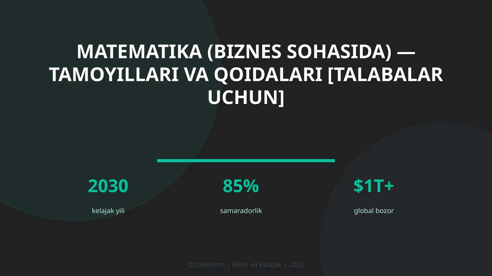 Matematika (biznes sohasida) — tamoyillari va qoidalari [talabalar uchun]