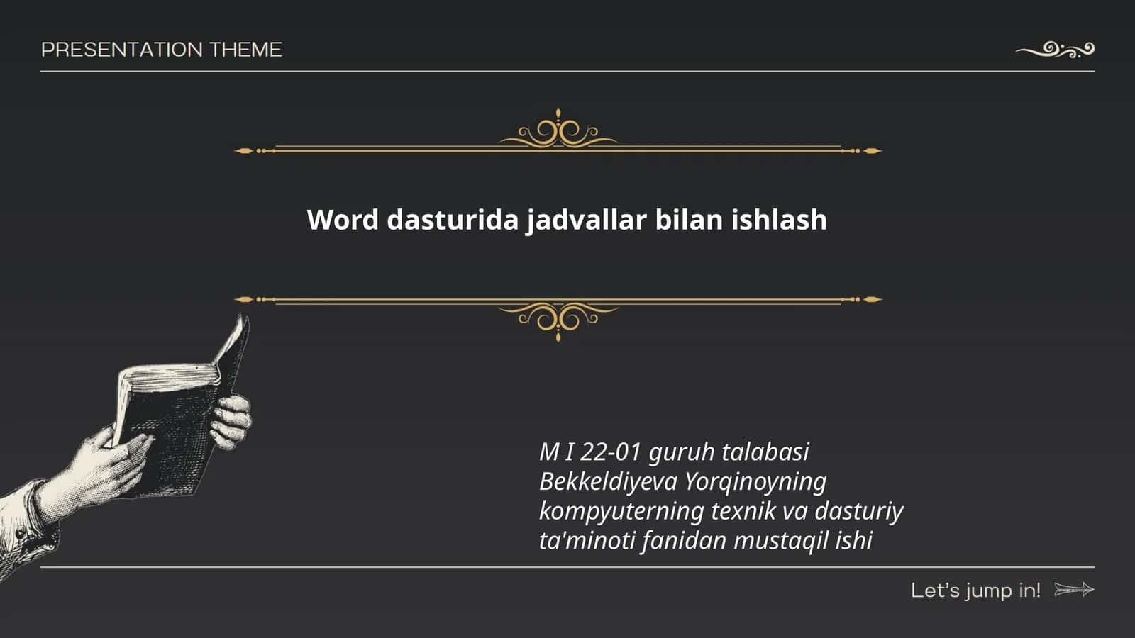 Word dasturida jadvallar bilan ishlash