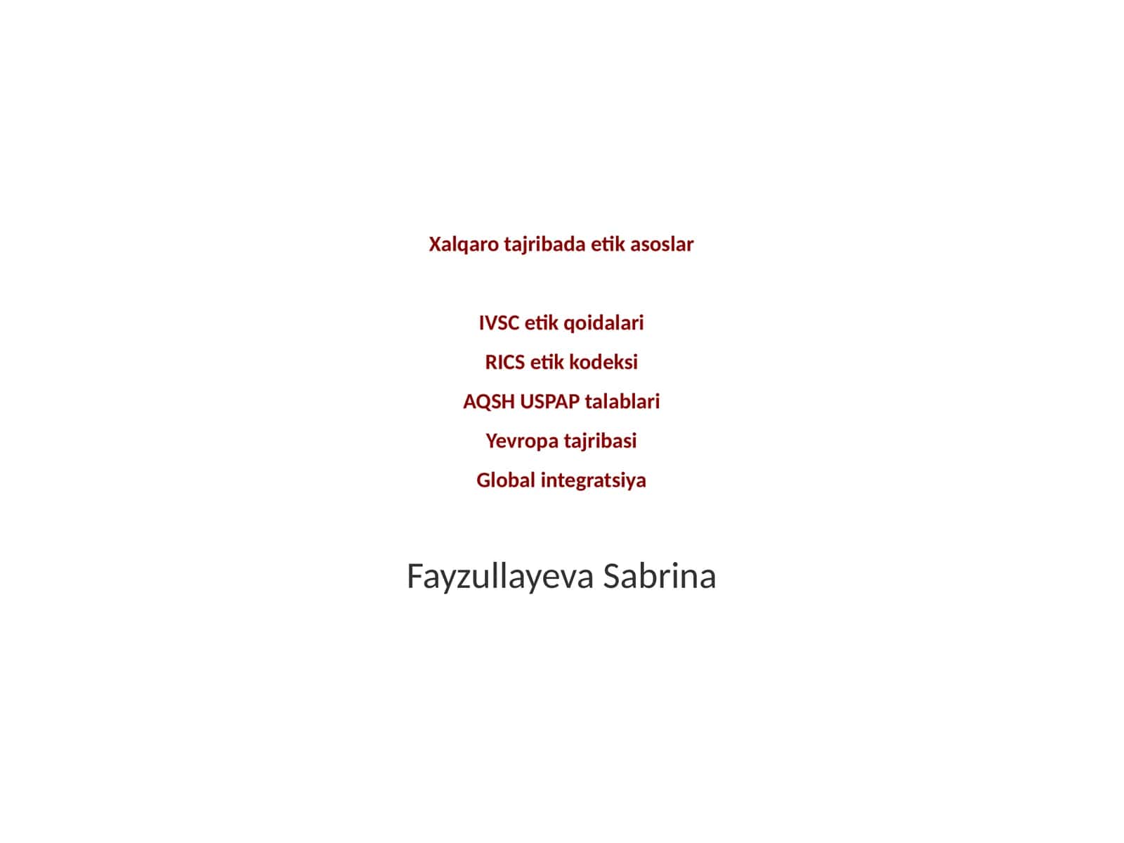 IVSC etik qoidalari