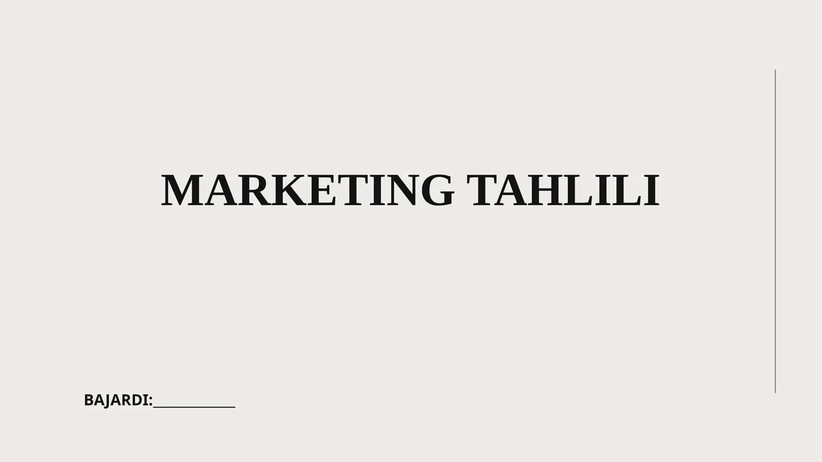 MARKETING TAHLILI