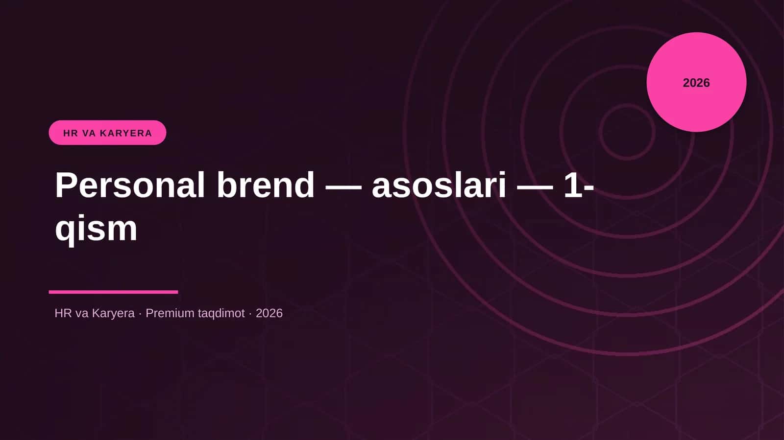 Personal brend — asoslari — 1-qism