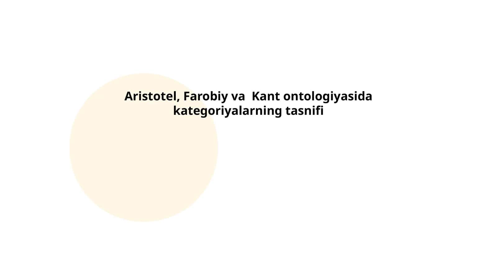 Aristotel, Farobiy va Kant ontologiyasida kategoriyalarning tasnifi