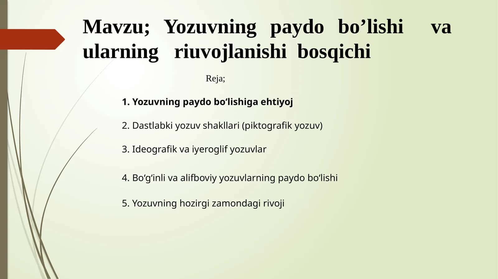 Yozuvning paydo bo'lishi va ularning rivojlanish bosqichi