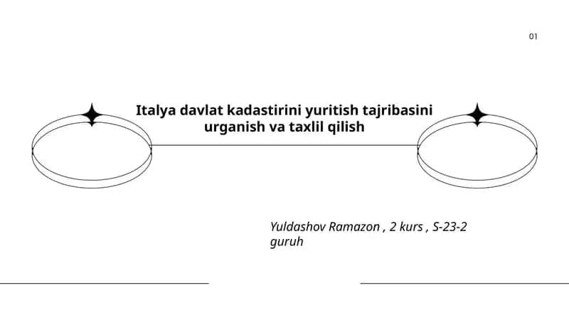 Italya davlat kadastirini yuritish tajribasini urganish va taxlil qilish