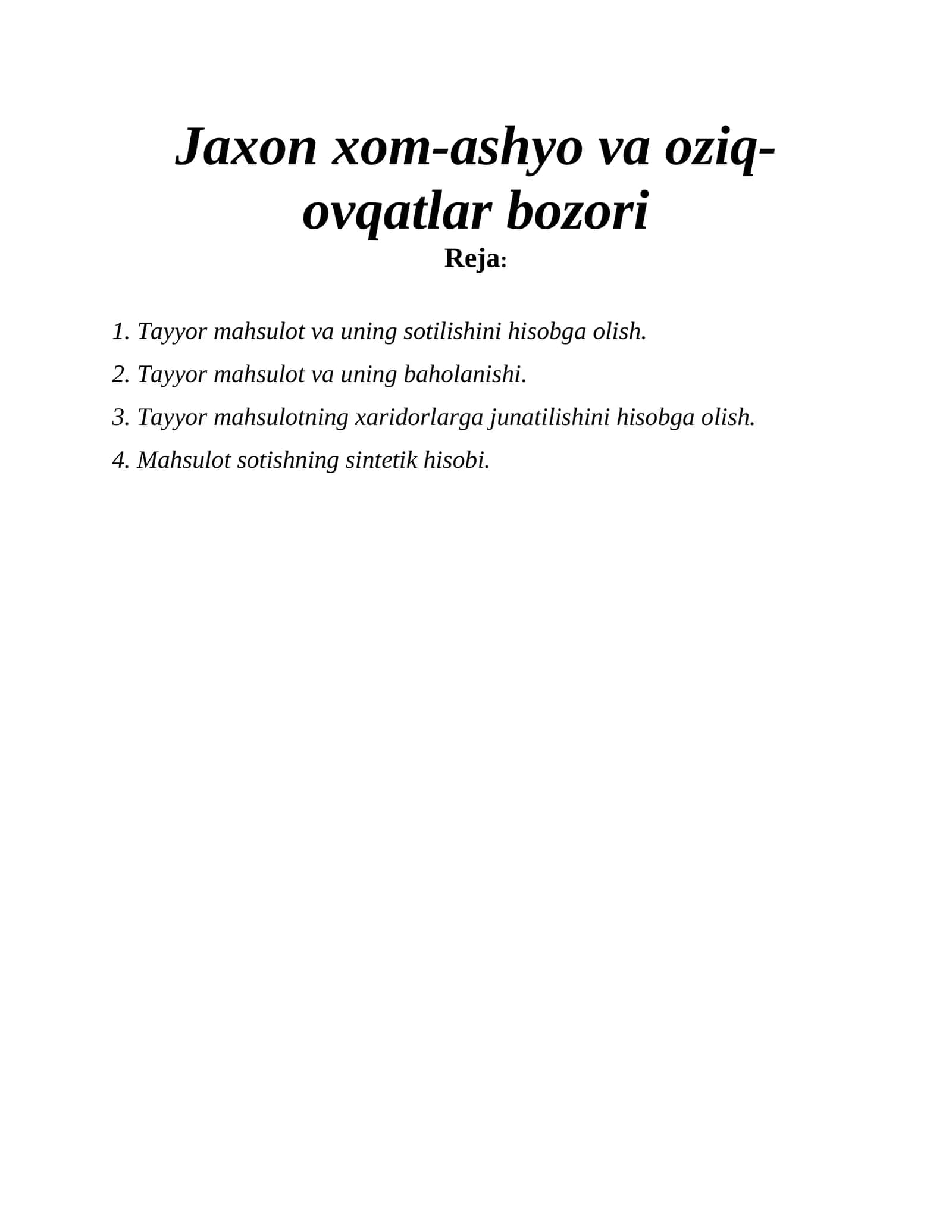 Jaxon xom-ashyo va oziq-ovqatlar bozori
