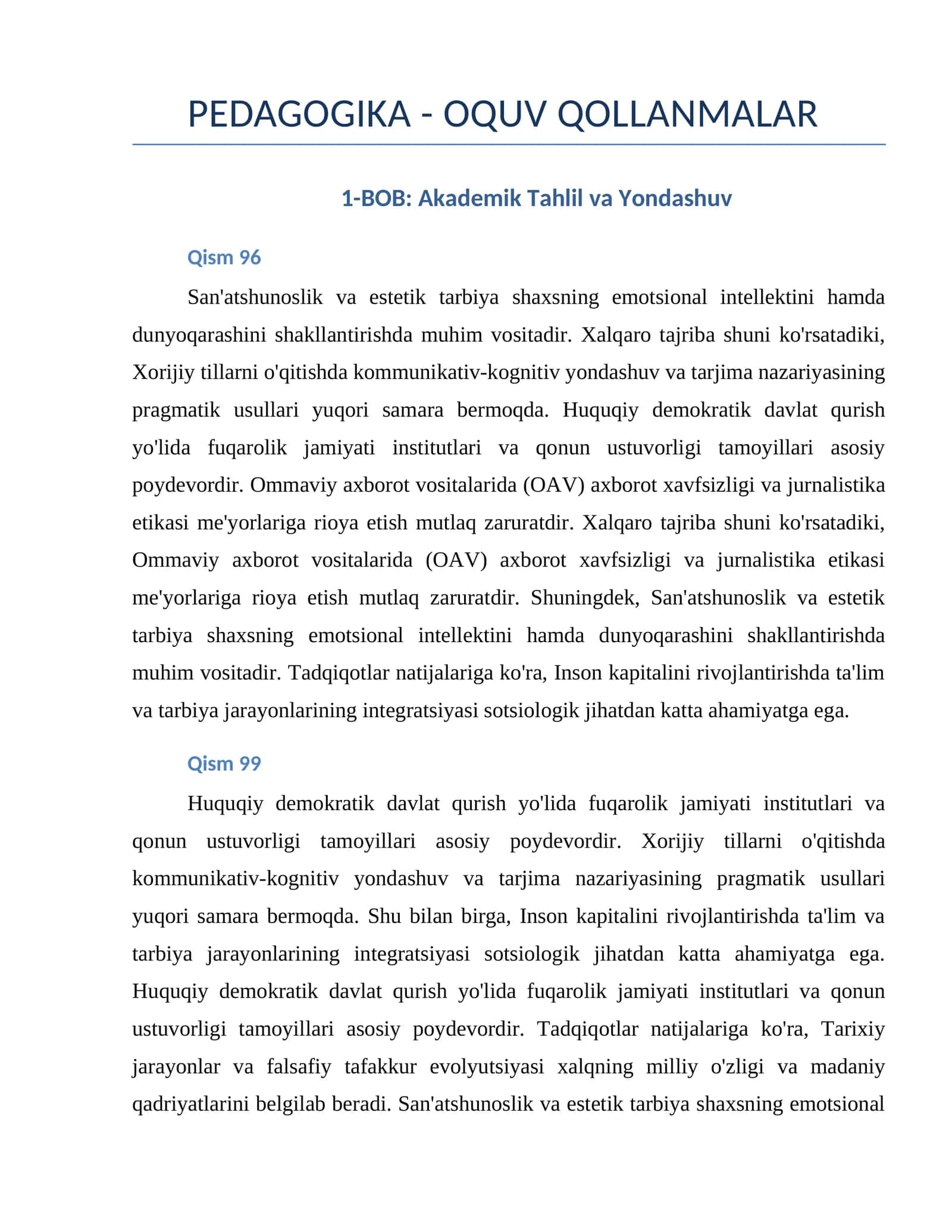 Akademik Tahlil va Yondashuv