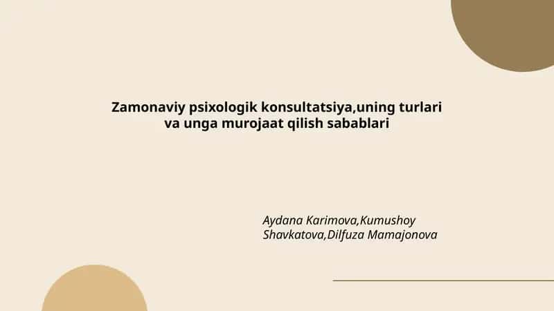 Zamonaviy psixologik konsultatsiya