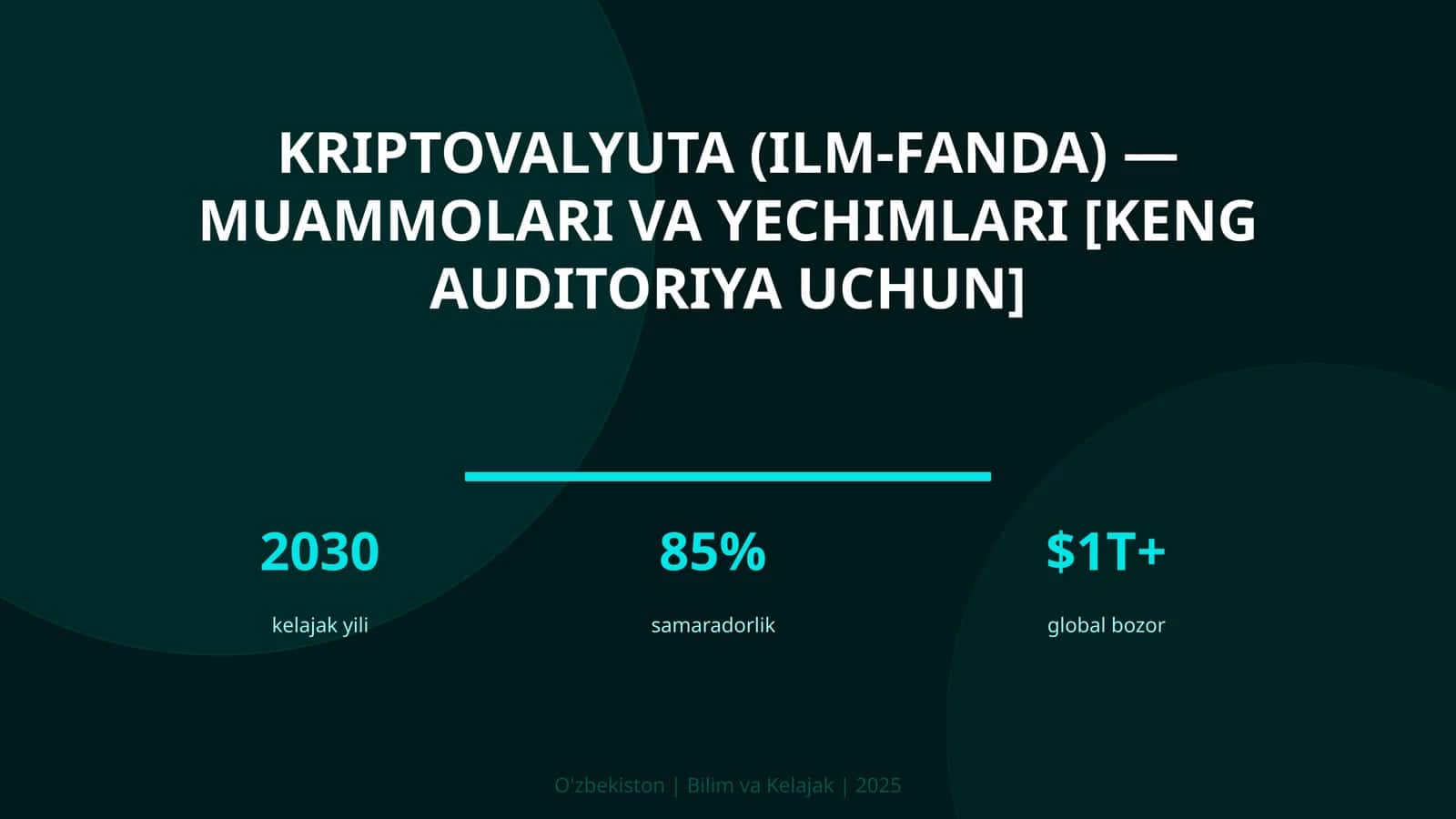 KRIPTOVALYUTA (ILM-FANDA) — MUAMMOLARI VA YECHIMLARI [KENG AUDITORIYA UCHUN]