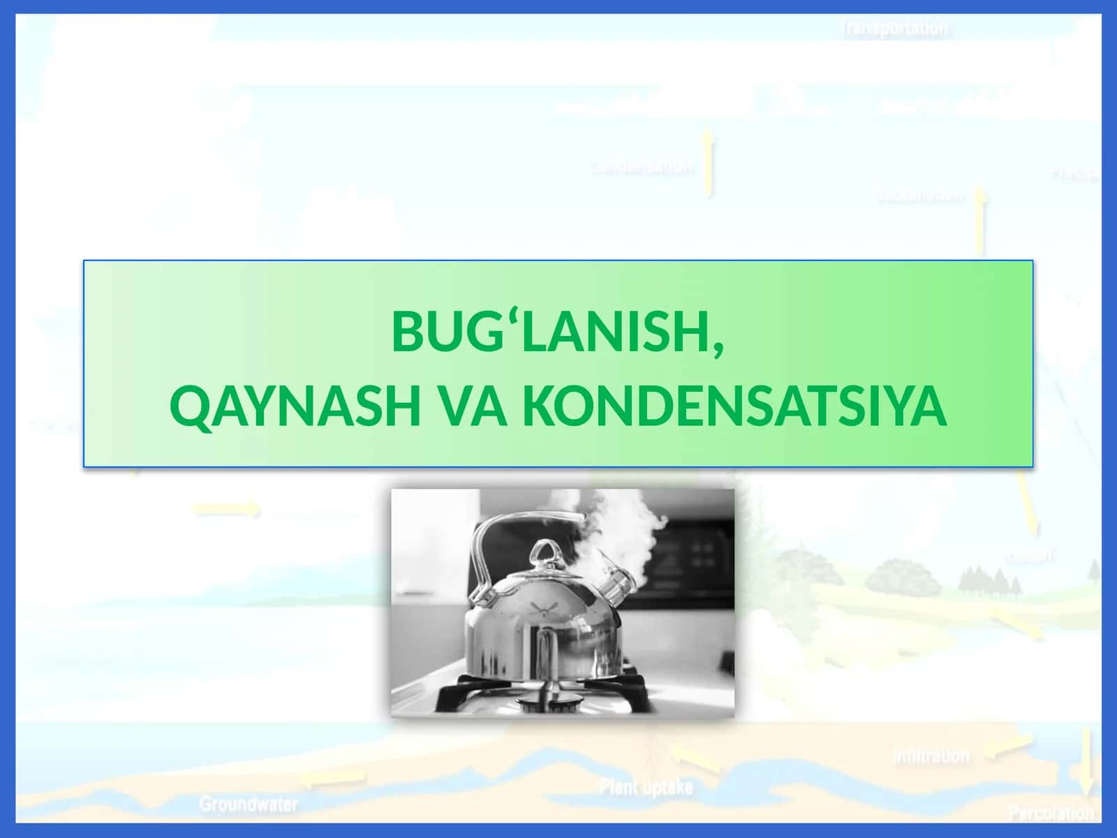 BUG'LANISH,QAYNASH VA KONDENSATSIYA