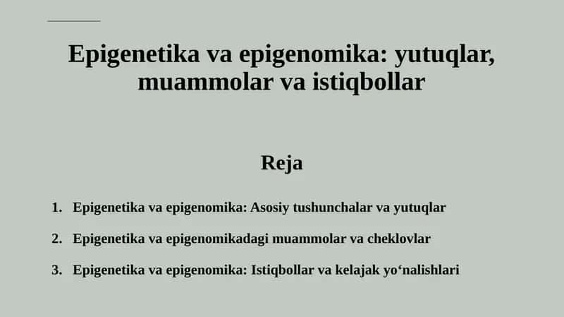 Epigenetika va Epigenomika