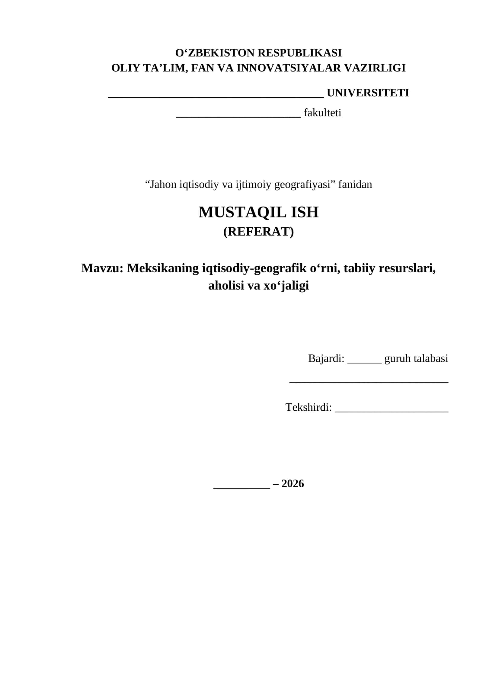 meksikaning iqtisodiy geografik tavsifi