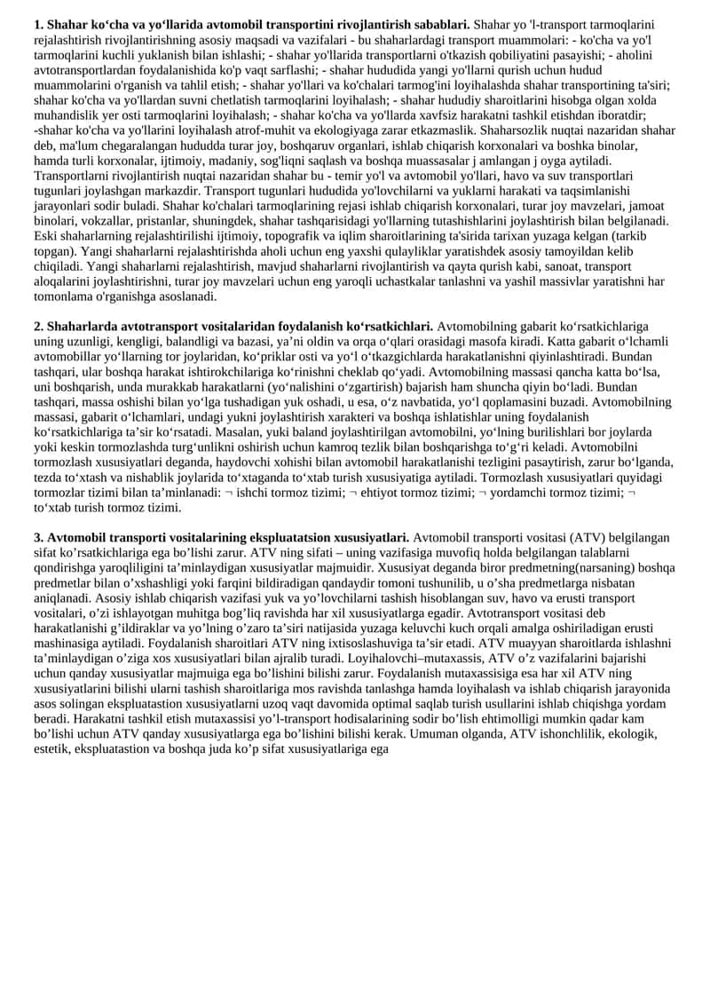 Avtomobil transportini rivojlantirish